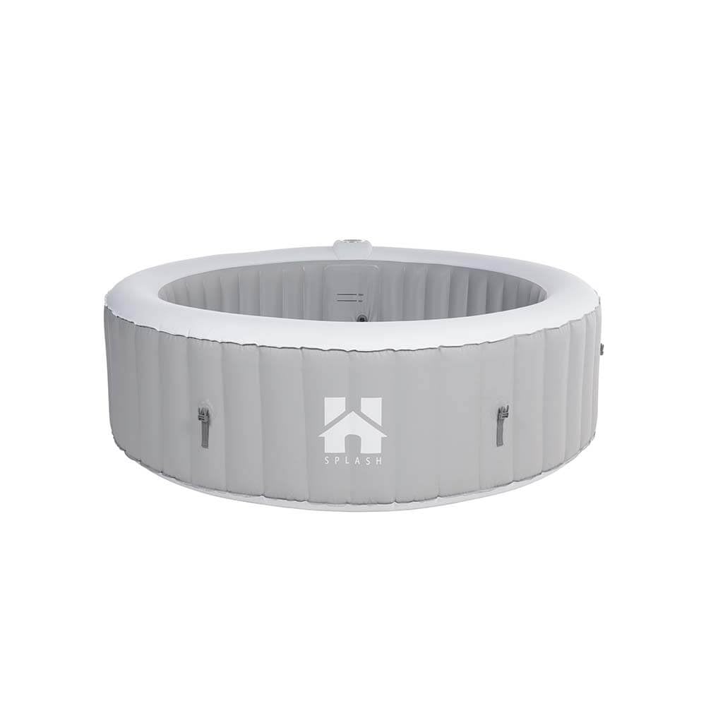 Home Deluxe - Outdoor Whirlpool - Splash - Farbe: Beton - ⌀ 208 cm, Höhe 65 cm, 130 Luftdüsen - inkl. Abdeckung, Reparaturset, Filterset I Außen Whirlpool Spa für 6 Personen