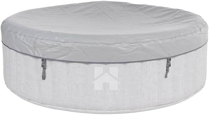 Home Deluxe - Outdoor Whirlpool - Splash - Farbe: Beton - ⌀ 208 cm, Höhe 65 cm, 130 Luftdüsen - inkl. Abdeckung, Reparaturset, Filterset I Außen Whirlpool Spa für 6 Personen