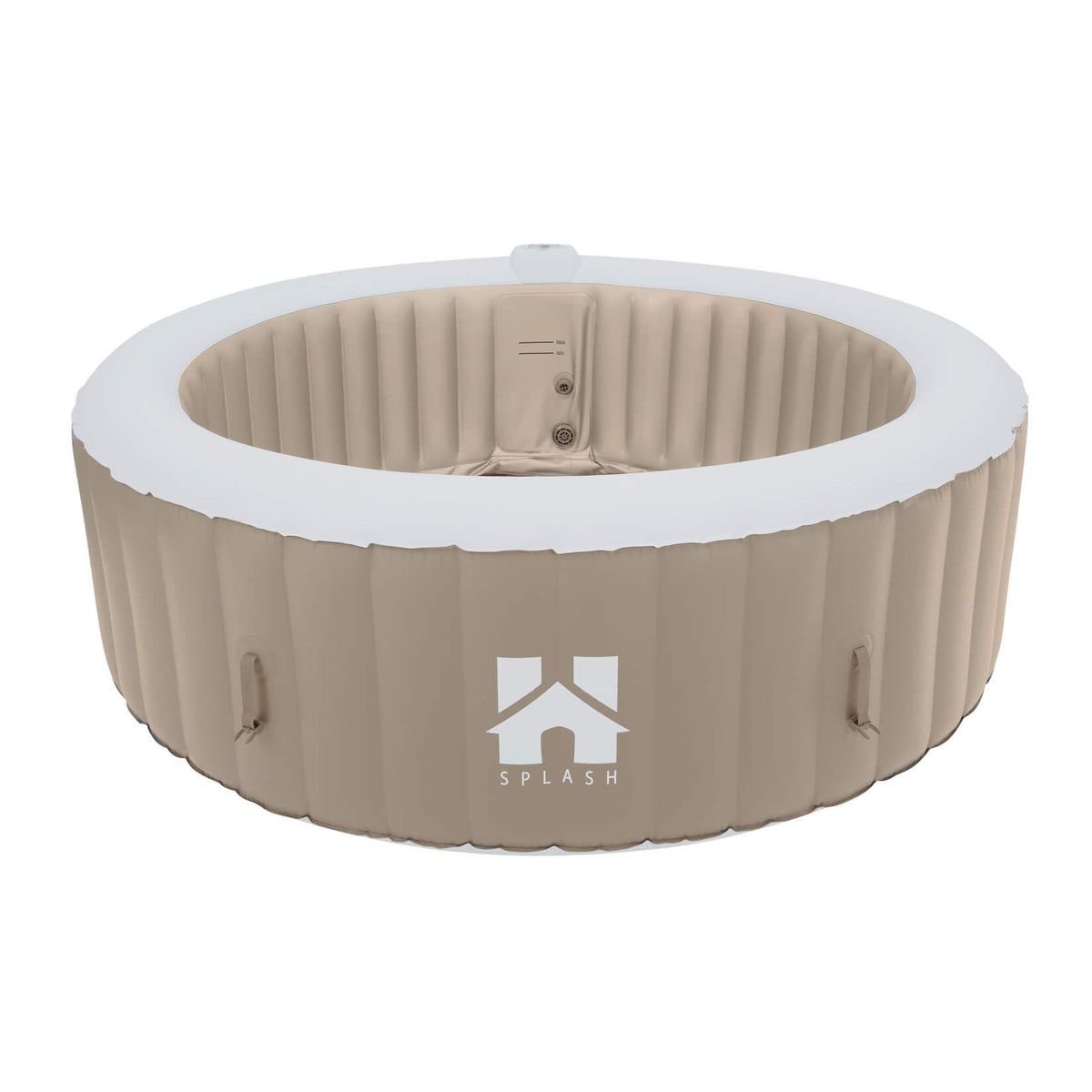 Home Deluxe - Outdoor Whirlpool - Splash - Farbe: Beton - ⌀ 208 cm, Höhe 65 cm, 130 Luftdüsen - inkl. Abdeckung, Reparaturset, Filterset I Außen Whirlpool Spa für 6 Personen