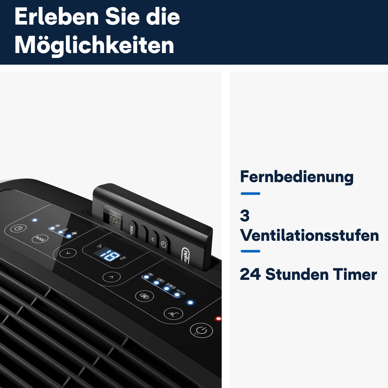 De'Longhi Pinguino - 3-in-1 Mobiles Klimagerät, für Räume bis 27 m²