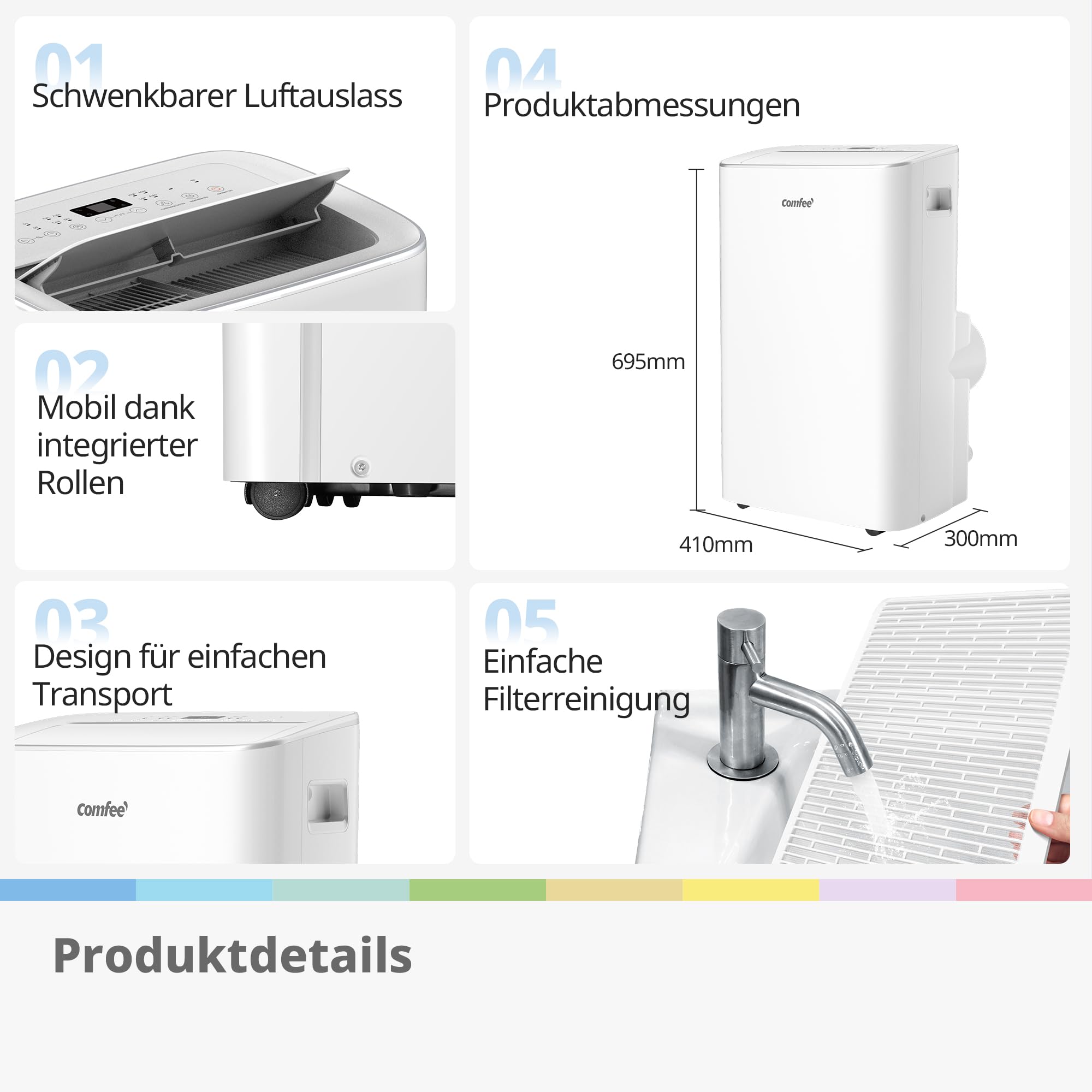 Comfee Mobiles Klimagerät Breezy Cool Pro 2.6,9000 BTU 2,6kW