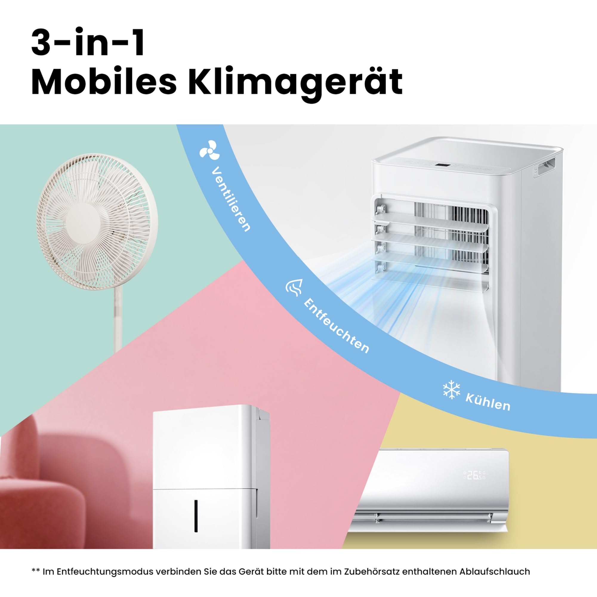 Comfee Mobiles Klimagerät Breezy Cool Pro 2.6,9000 BTU 2,6kW