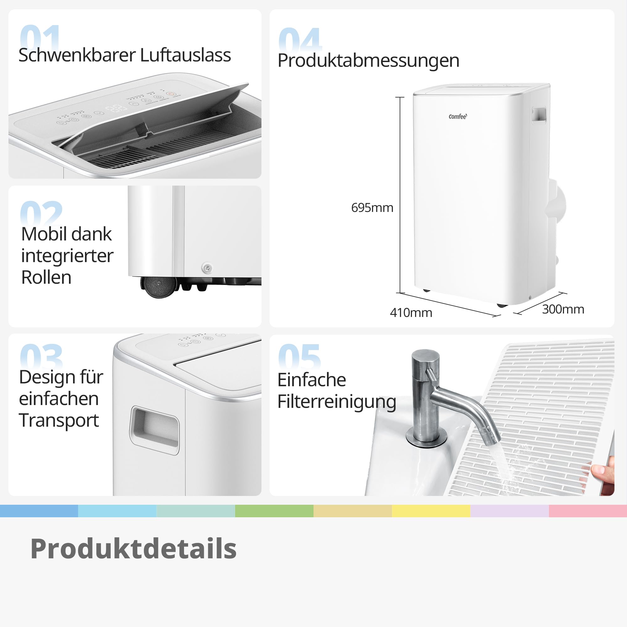 Comfee Mobiles Klimagerät Breezy Cool Pro 2.6,9000 BTU 2,6kW
