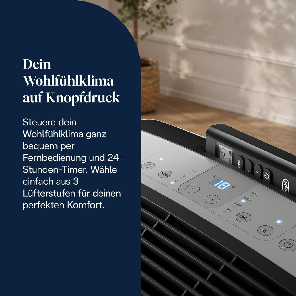 De'Longhi Pinguino - 3-in-1 Mobiles Klimagerät, für Räume bis 27 m²