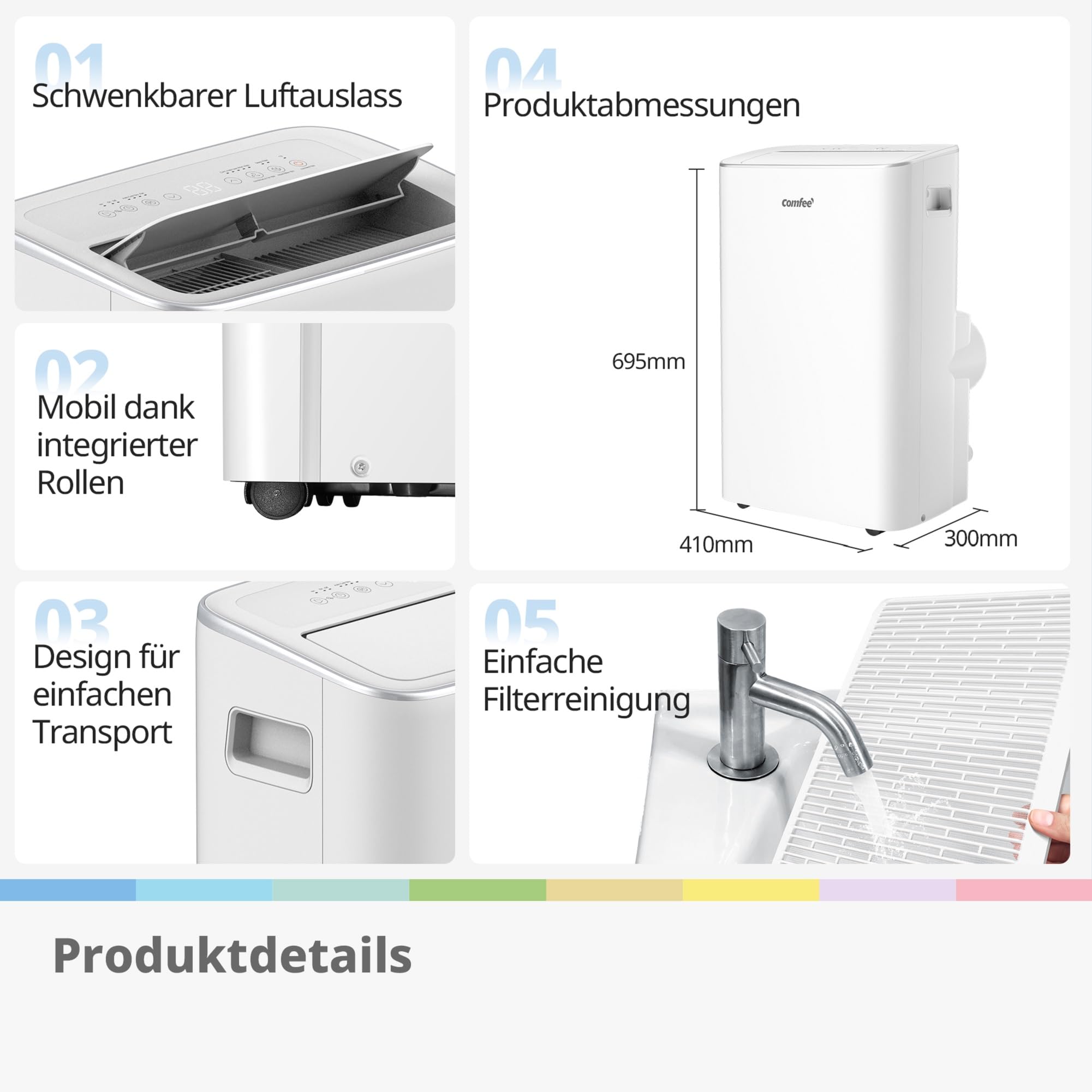 Comfee Mobiles Klimagerät Breezy Cool Pro 2.6,9000 BTU 2,6kW