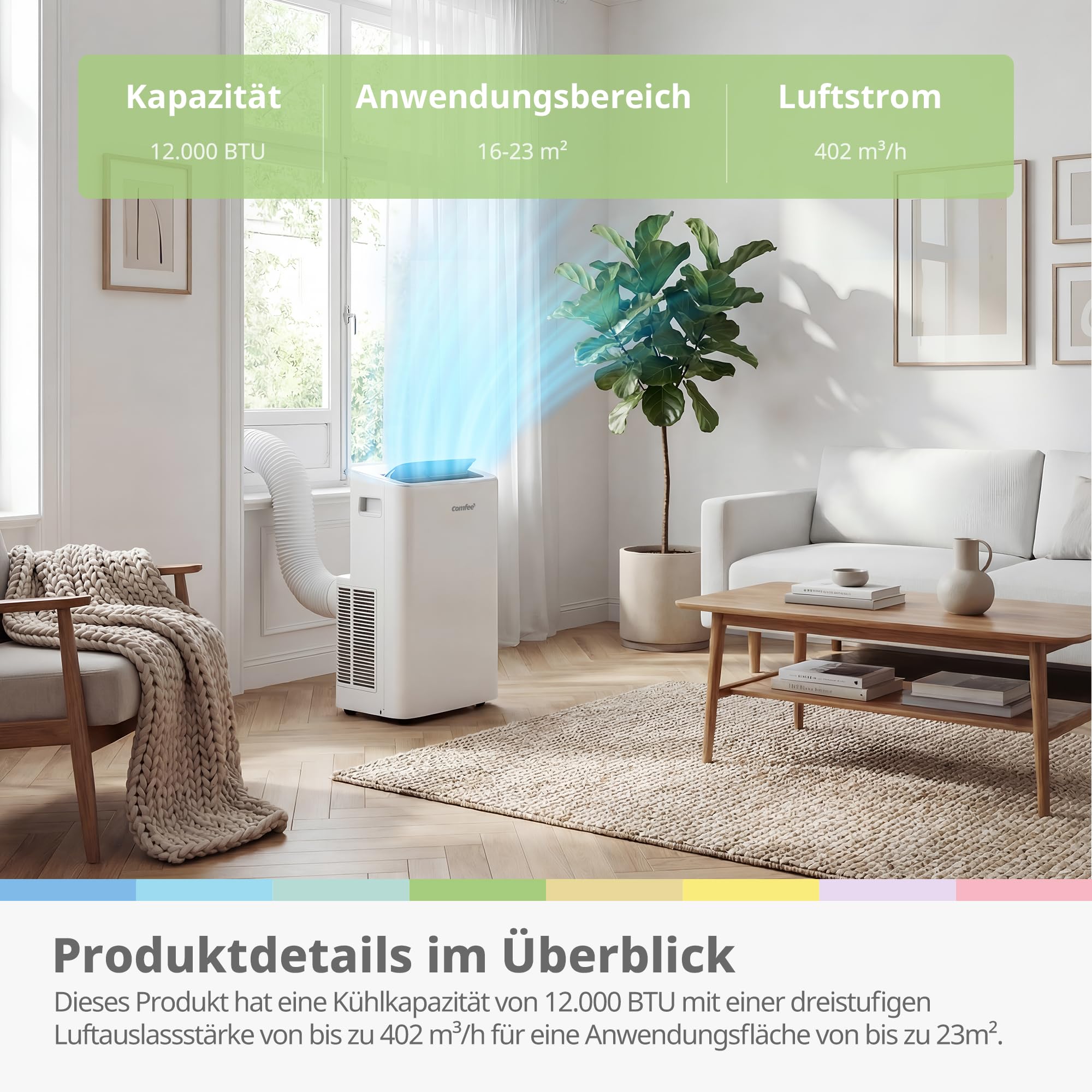 Comfee Mobiles Klimagerät Breezy Cool Pro 2.6,9000 BTU 2,6kW