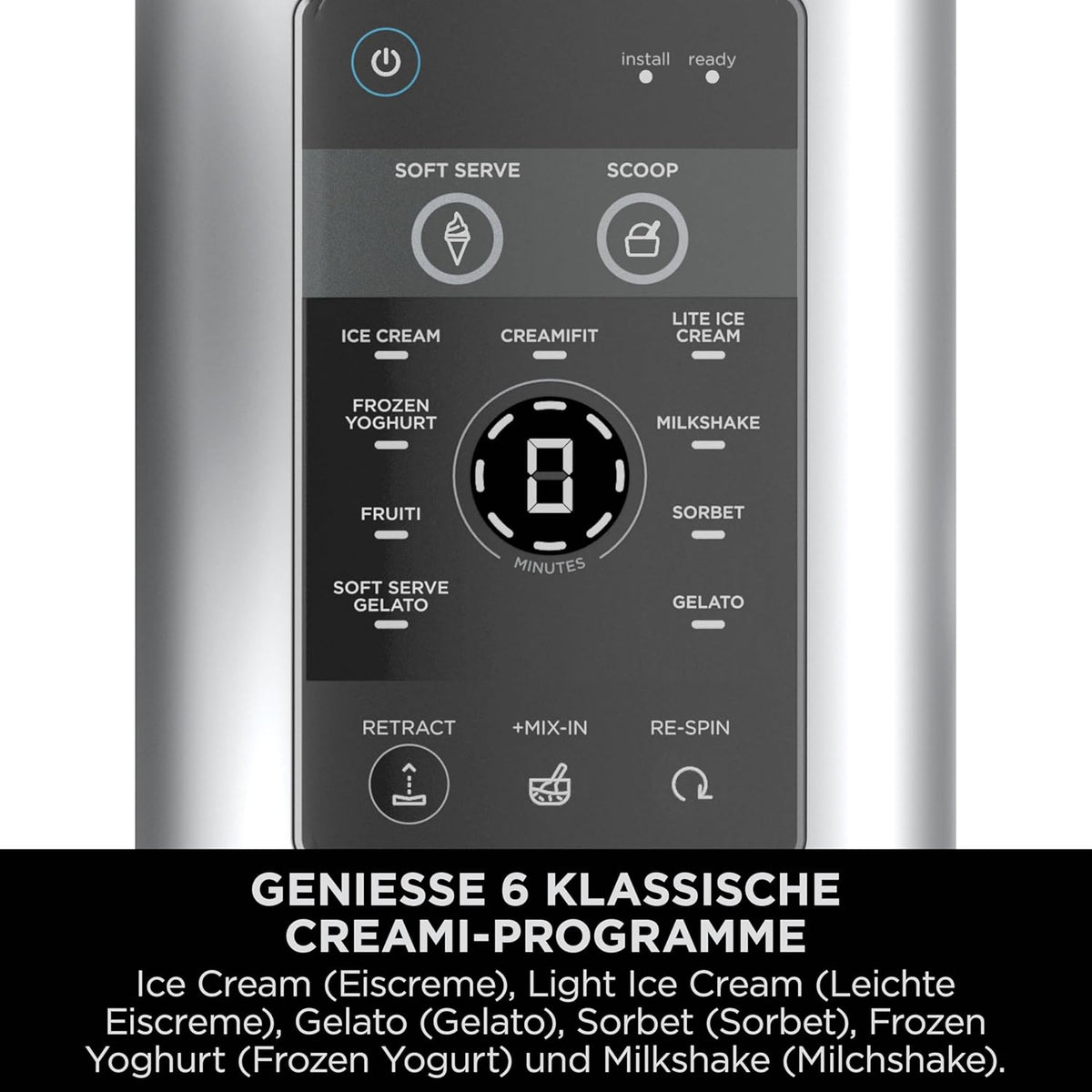 Ninja CREAMi Scoop & Swirl Eismaschine mit 2 Behältern Platinsilber NC701EU | 13 Funktionen, für Eiscreme, Softeis, Gelato, Sorbet, Milchshakes und mehr, mit Mix-In-Funktion, Platinsilber
