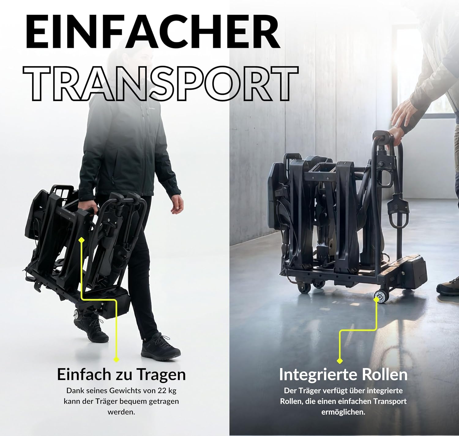 Owen E-Bike Fahrradträger Anhängerkupplung | 60kg Last | Abklappbar & Faltbar | Für 2 Fahrräder bis 70mm Reifenbreite | 1350mm Radstand | Gummierte Halter | Abschließbar
