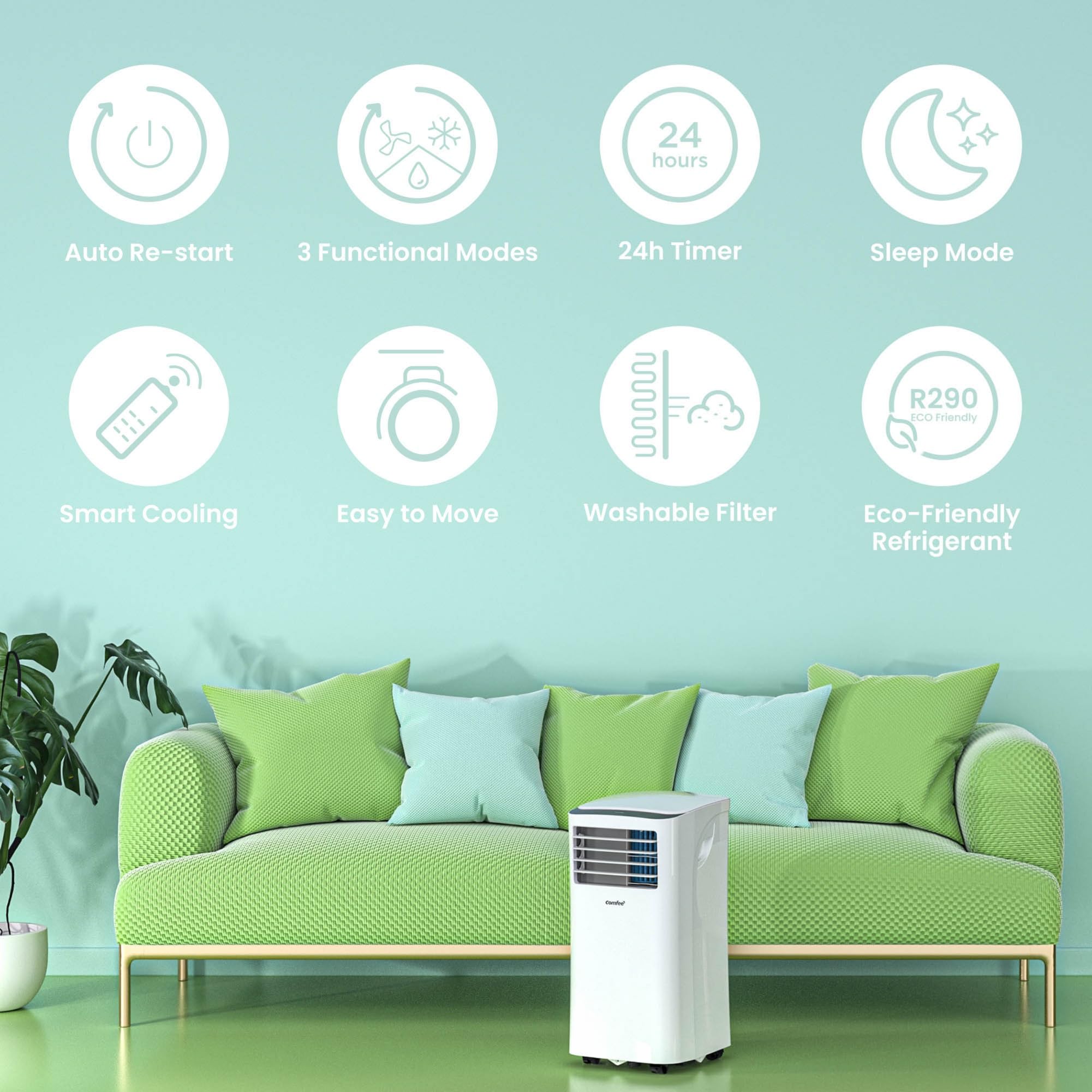 Comfee Mobiles Klimagerät Breezy Cool Pro 2.6,9000 BTU 2,6kW